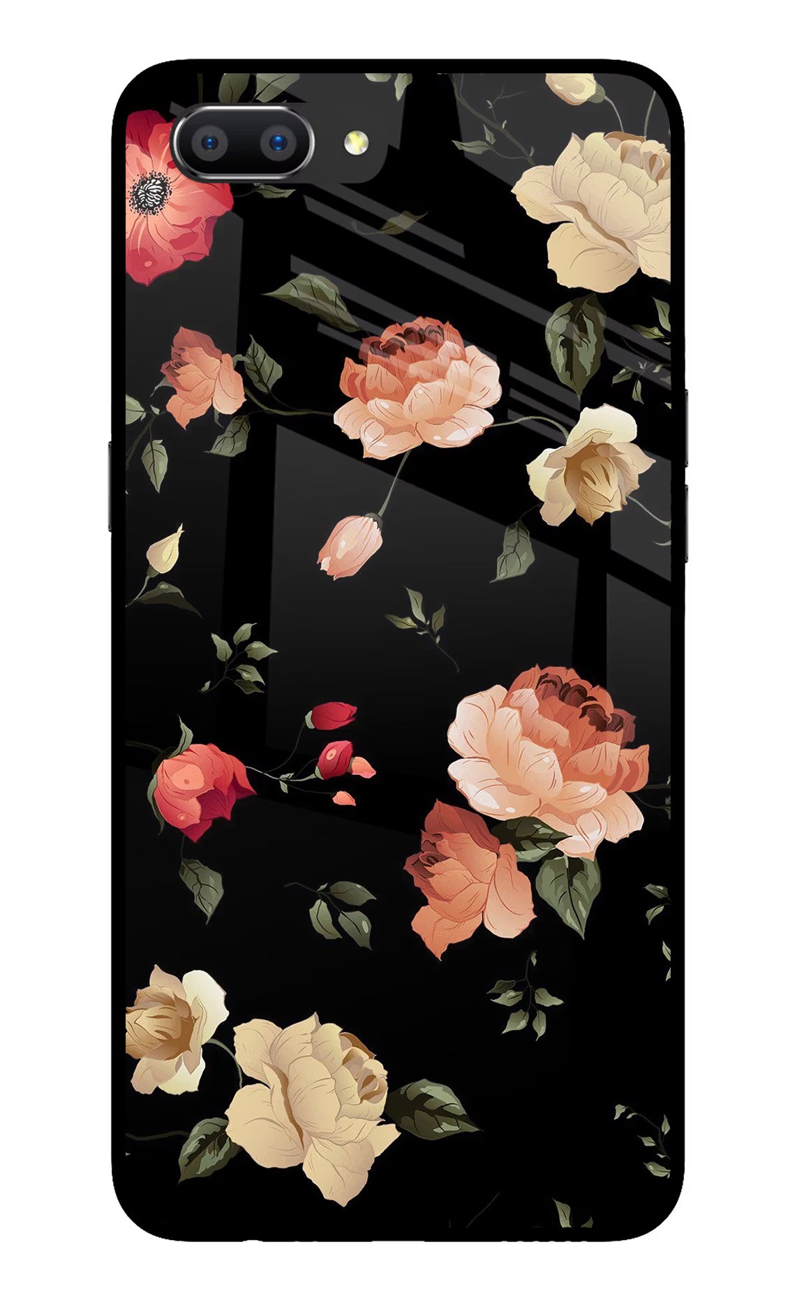 Flowers Realme C1 Glass Case Back Cover by Casekaro