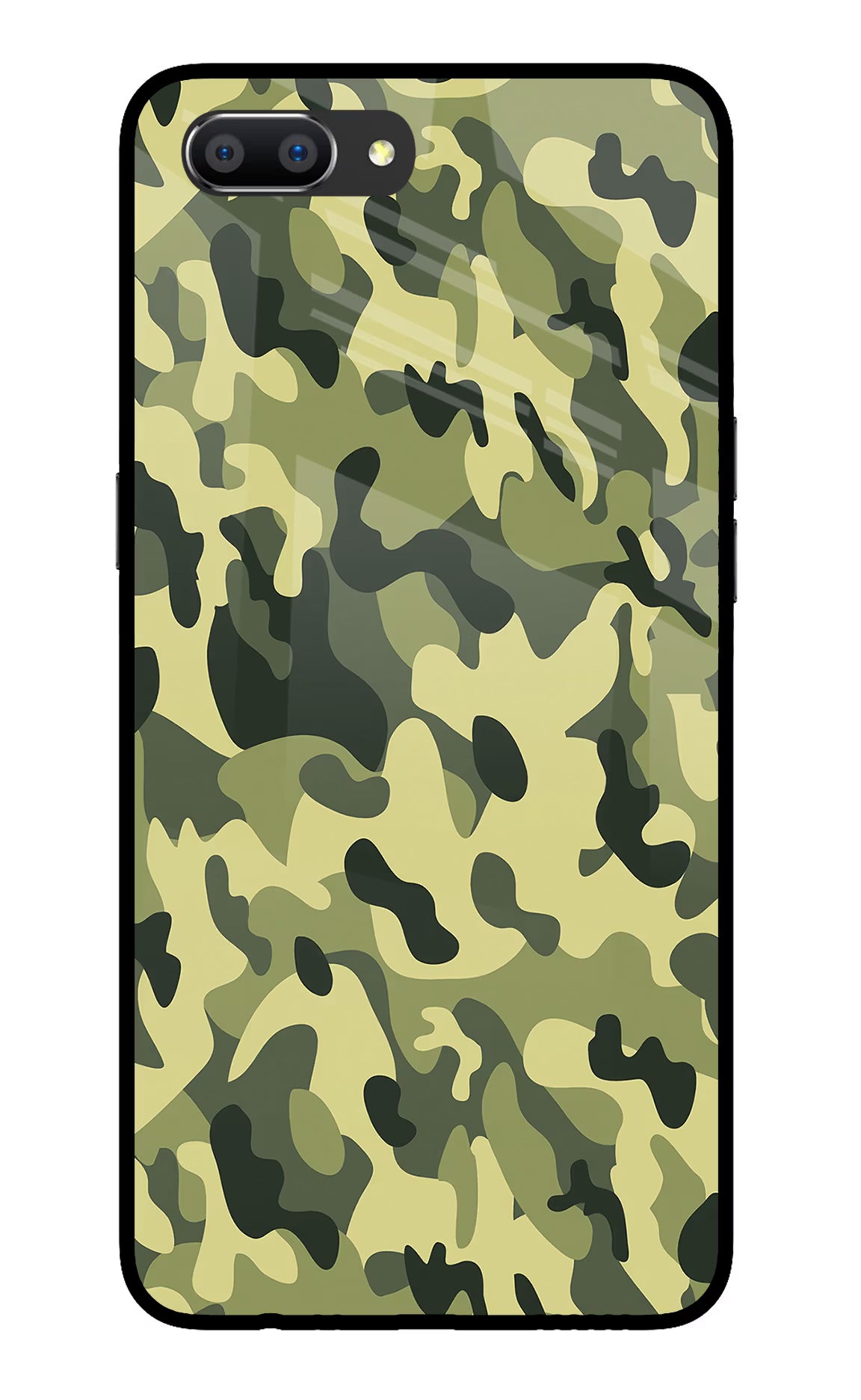 Camouflage Realme C1 Glass Case Back Cover by Casekaro