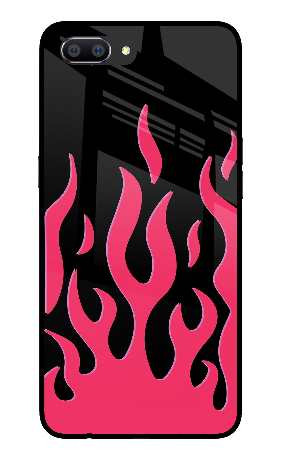 Fire Flames Realme C1 Glass Case Back Cover by Casekaro