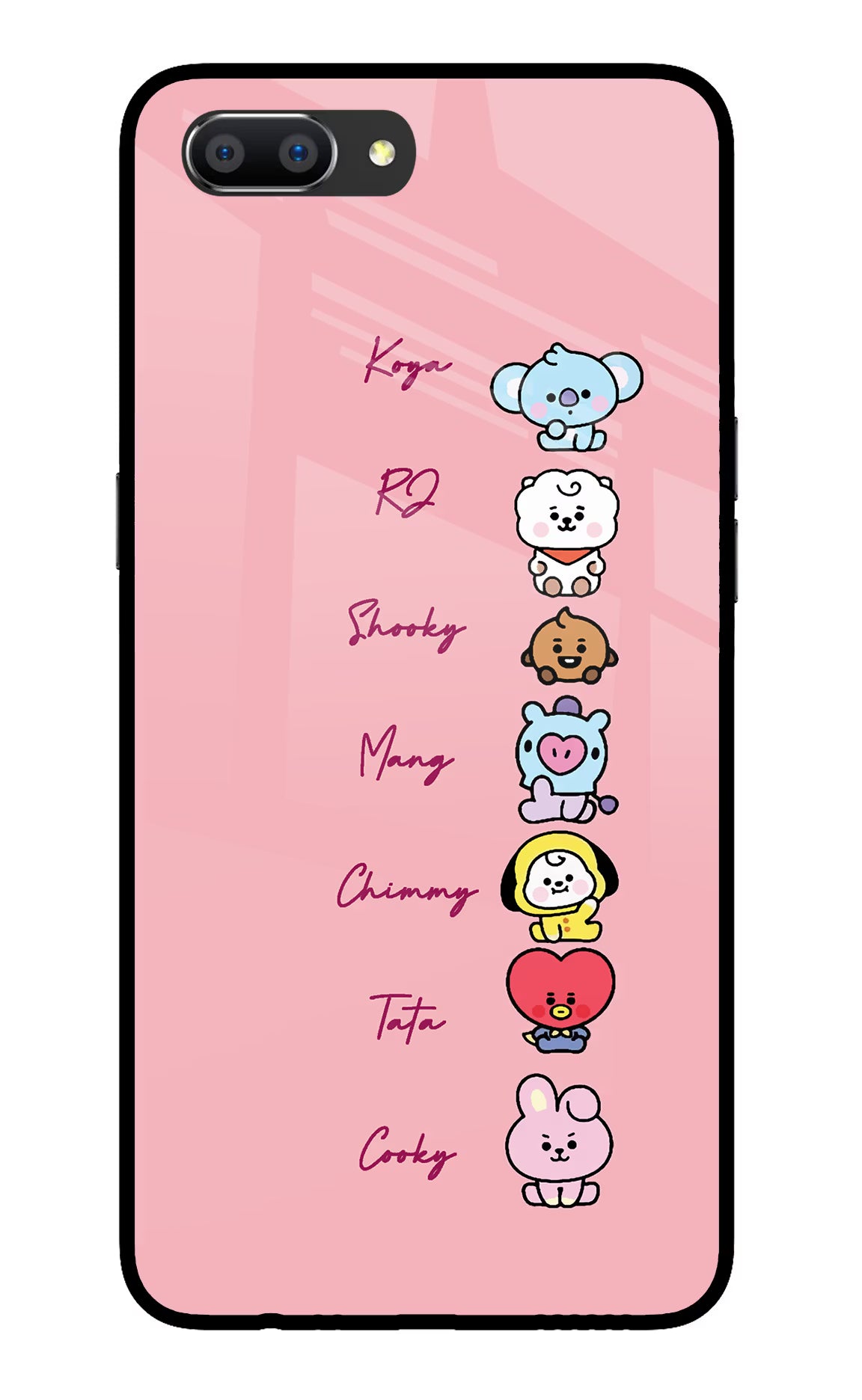 BTS names Realme C1 Glass Case Back Cover by Casekaro