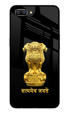 Satyamev Jayate Golden Realme C1 Glass Case Back Cover by Casekaro
