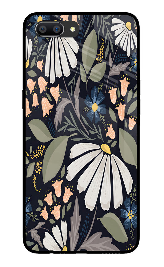 Flowers Art Realme C1 Glass Case