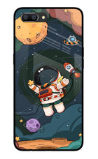 Cartoon Astronaut Realme C1 Glass Case Back Cover by Casekaro