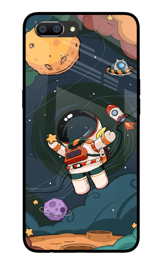 Cartoon Astronaut Realme C1 Glass Case Back Cover by Casekaro
