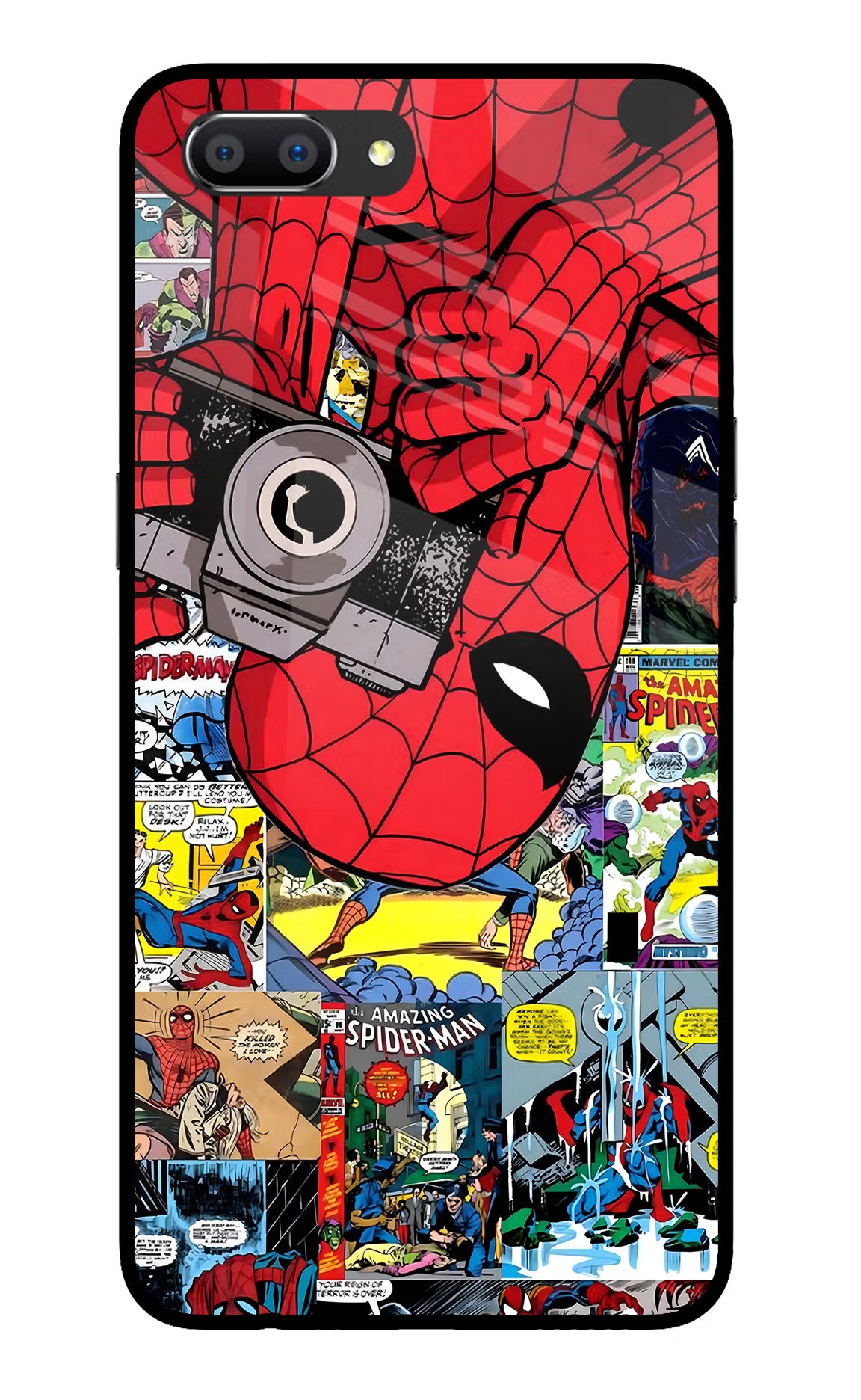 Spider Man Realme C1 Glass Case Back Cover by Casekaro