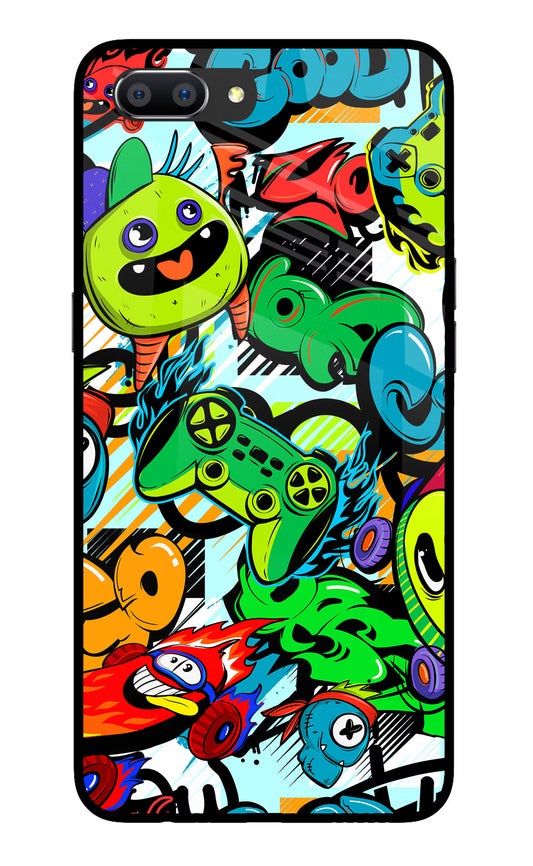 Game Doodle Realme C1 Glass Case Back Cover by Casekaro