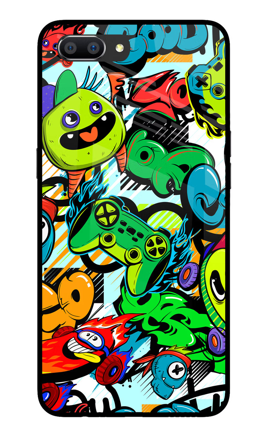 Game Doodle Realme C1 Back Cover, Glass case