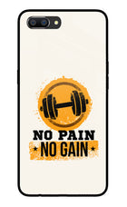 No Pain No Gain Realme C1 Glass Case Back Cover by Casekaro