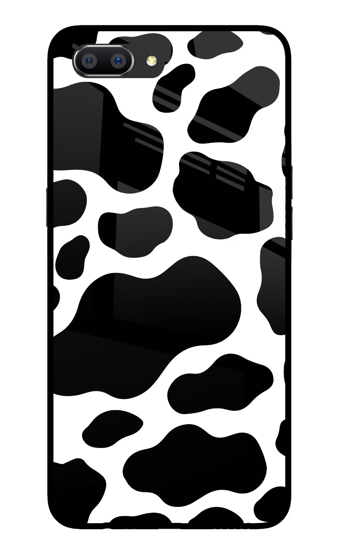 Cow Spots Realme C1 Glass Case Back Cover by Casekaro