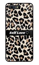 Leopard Print Self Love Realme C1 Glass Case Back Cover by Casekaro