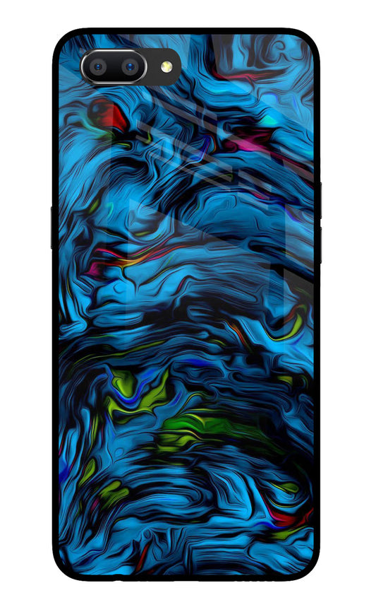 Dark Blue Abstract Realme C1 Glass Case Back Cover by Casekaro