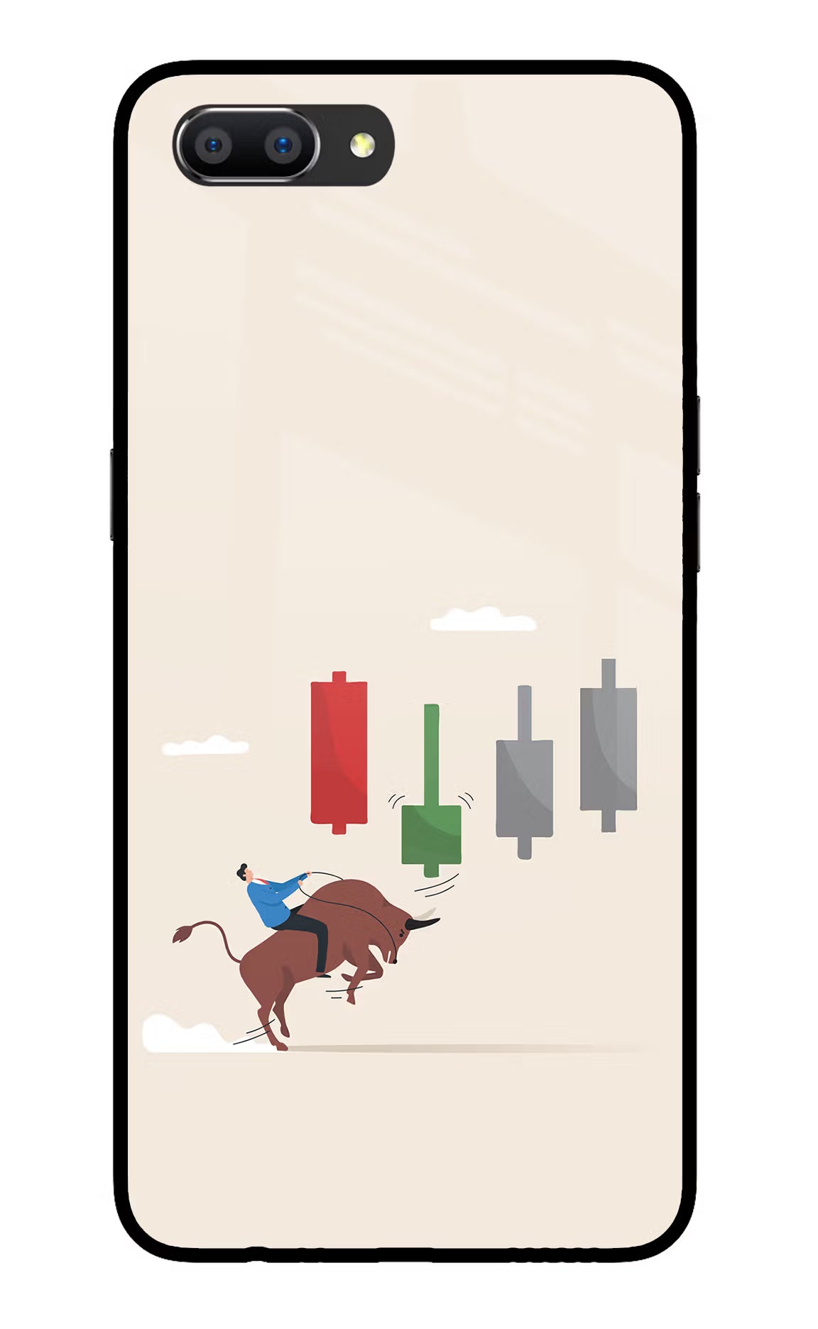 Bull Trading Momentum Realme C1 Glass Case Back Cover by Casekaro