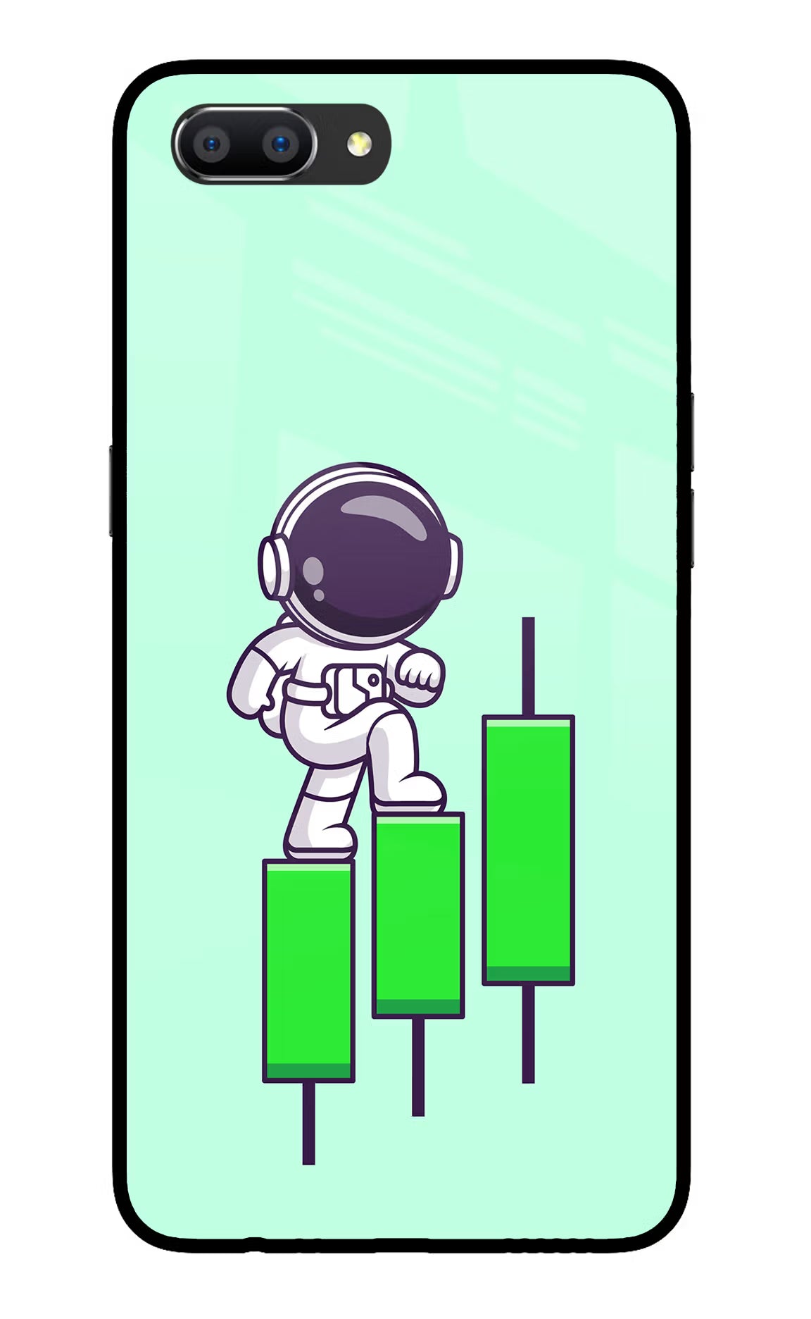 Astronaut Trader Realme C1 Glass Case Back Cover by Casekaro