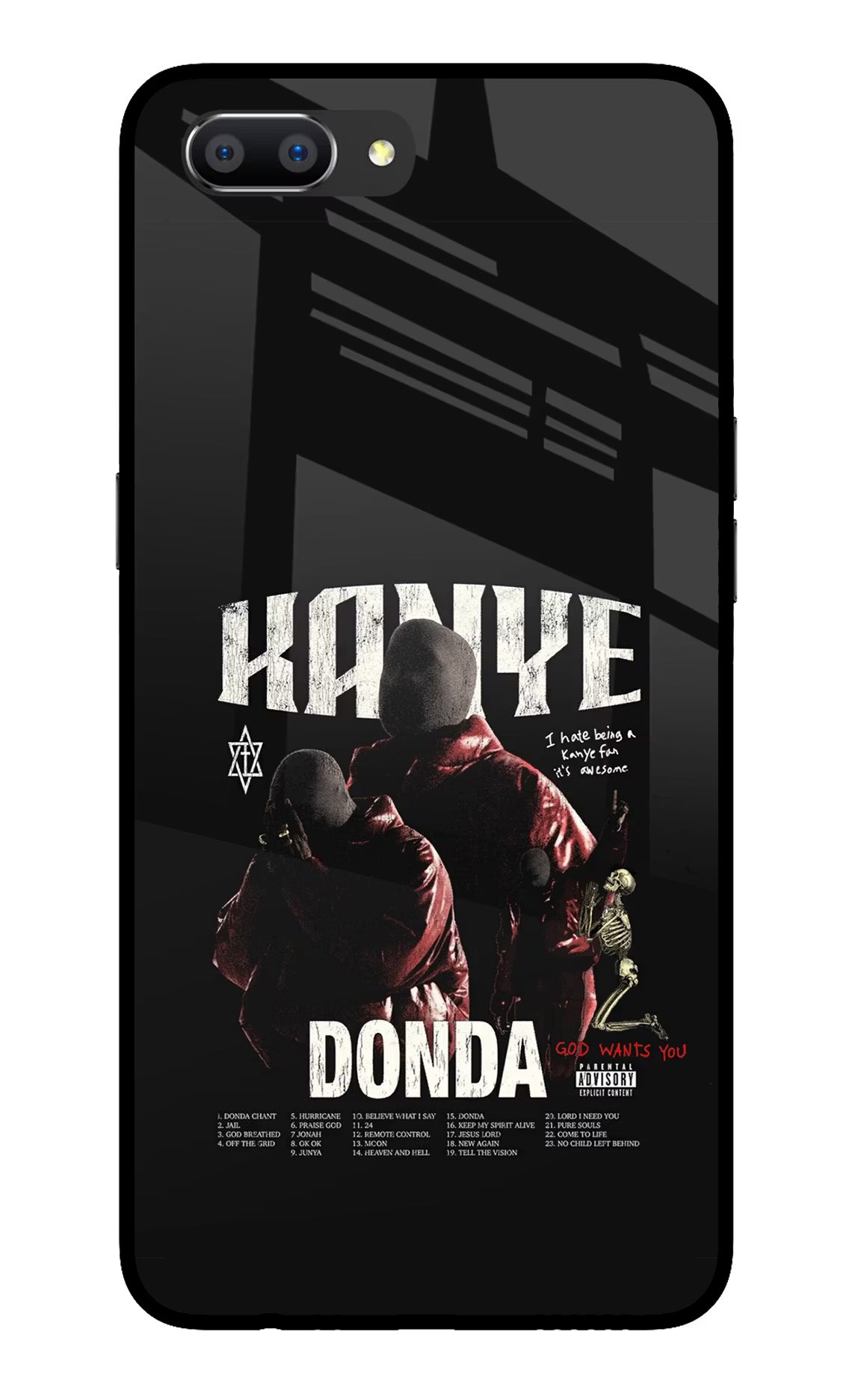 Donda Kanye West Realme C1 Glass Case Back Cover by Casekaro