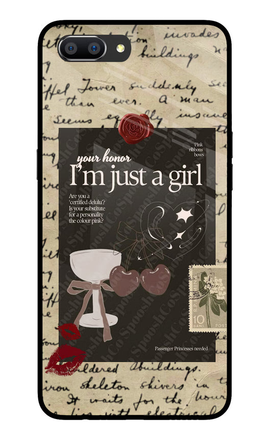 I am just a girl Realme C1 Glass Case Back Cover by Casekaro