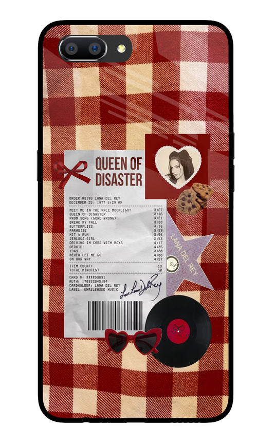 Queen of Disaster Realme C1 Glass Case Back Cover by Casekaro