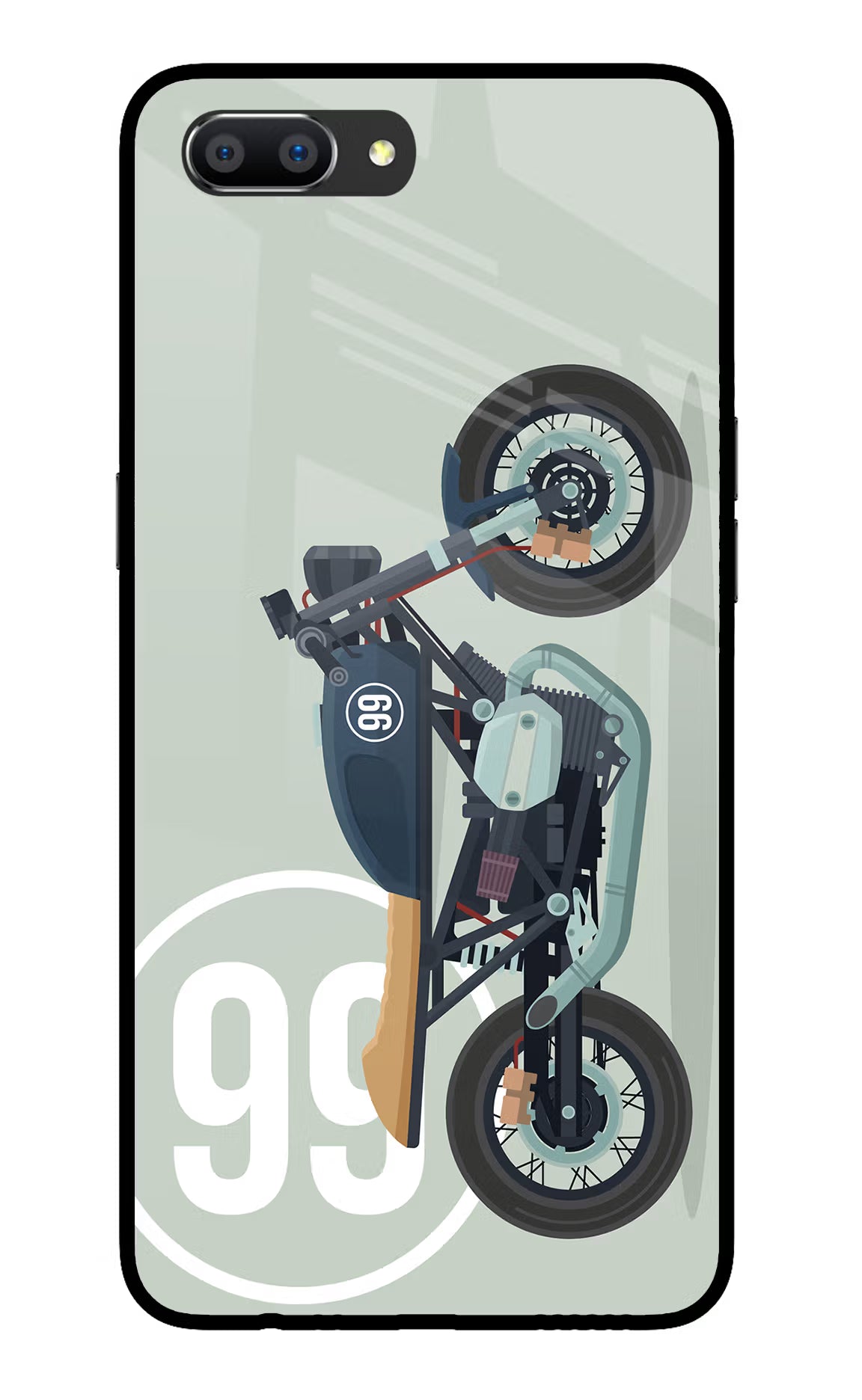 Classic Cafe Racer 99 Realme C1 Glass Case Back Cover by Casekaro
