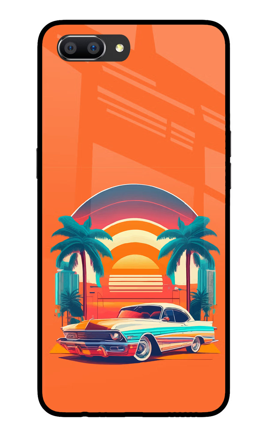 Palm Drive 80s Realme C1 Back Cover, Glass case