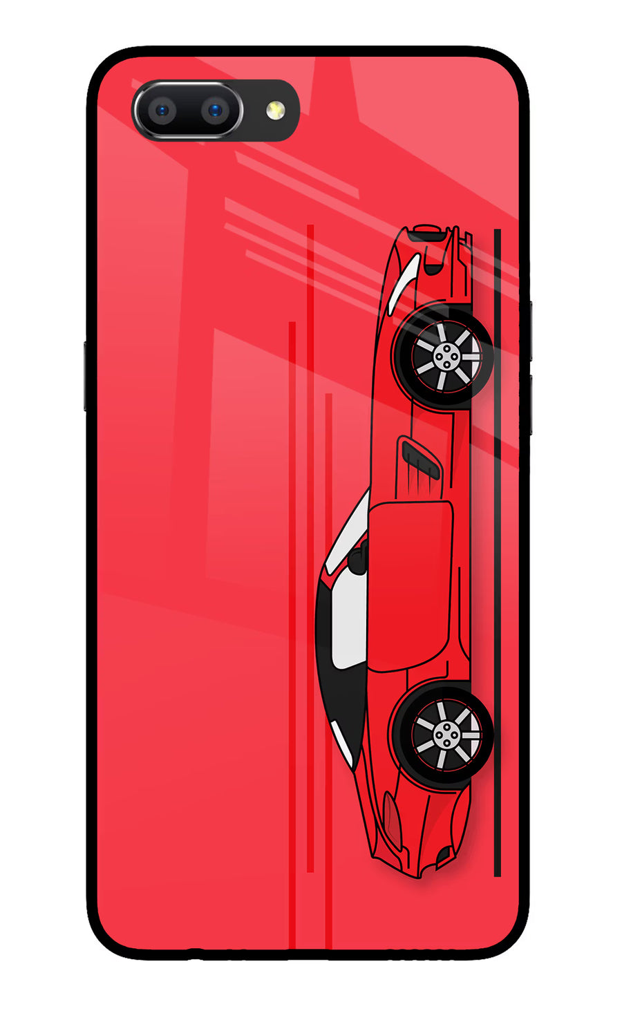 Red Velocity Realme C1 Back Cover, Glass case