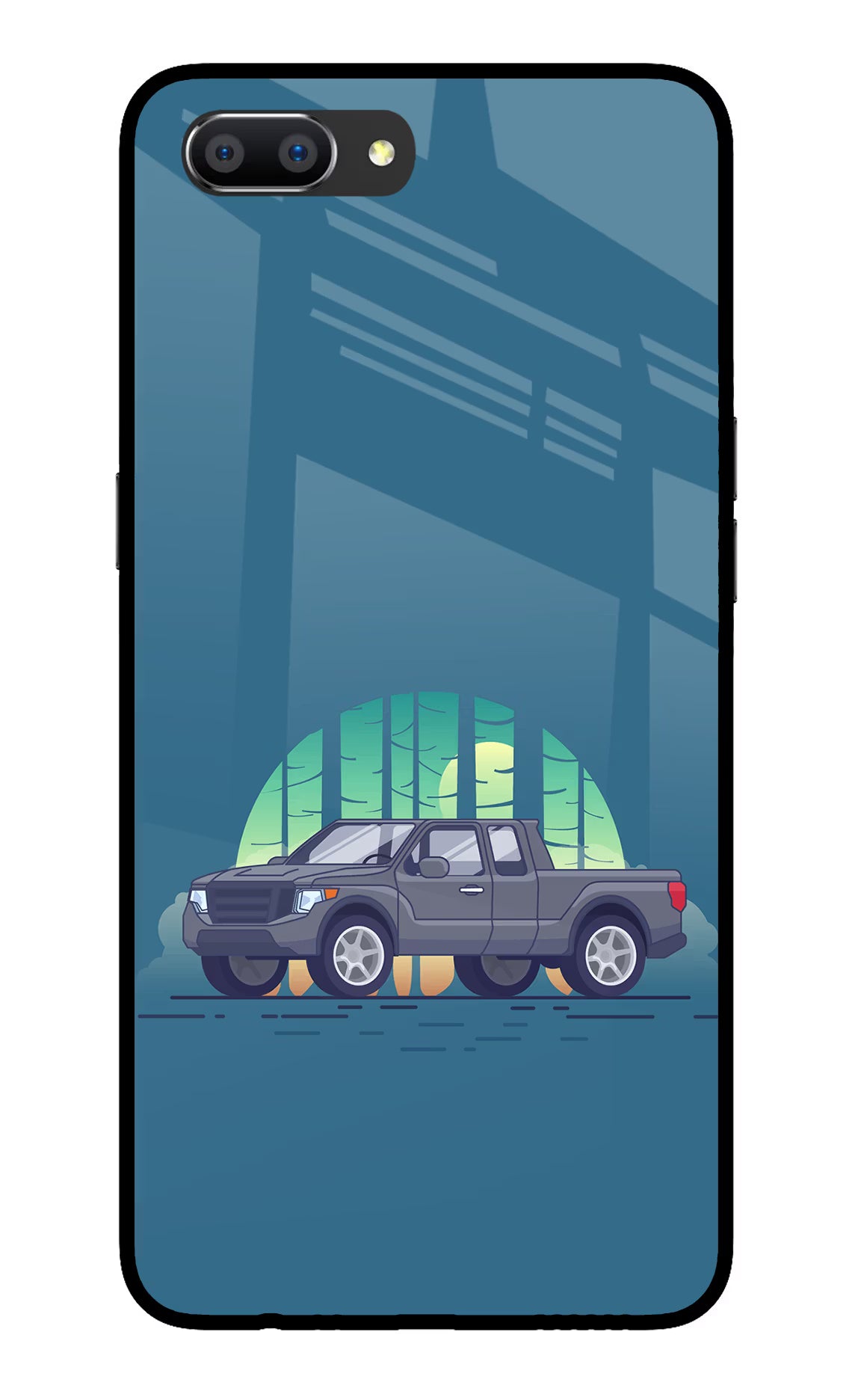 Retro Garage Vibe Realme C1 Glass Case Back Cover by Casekaro