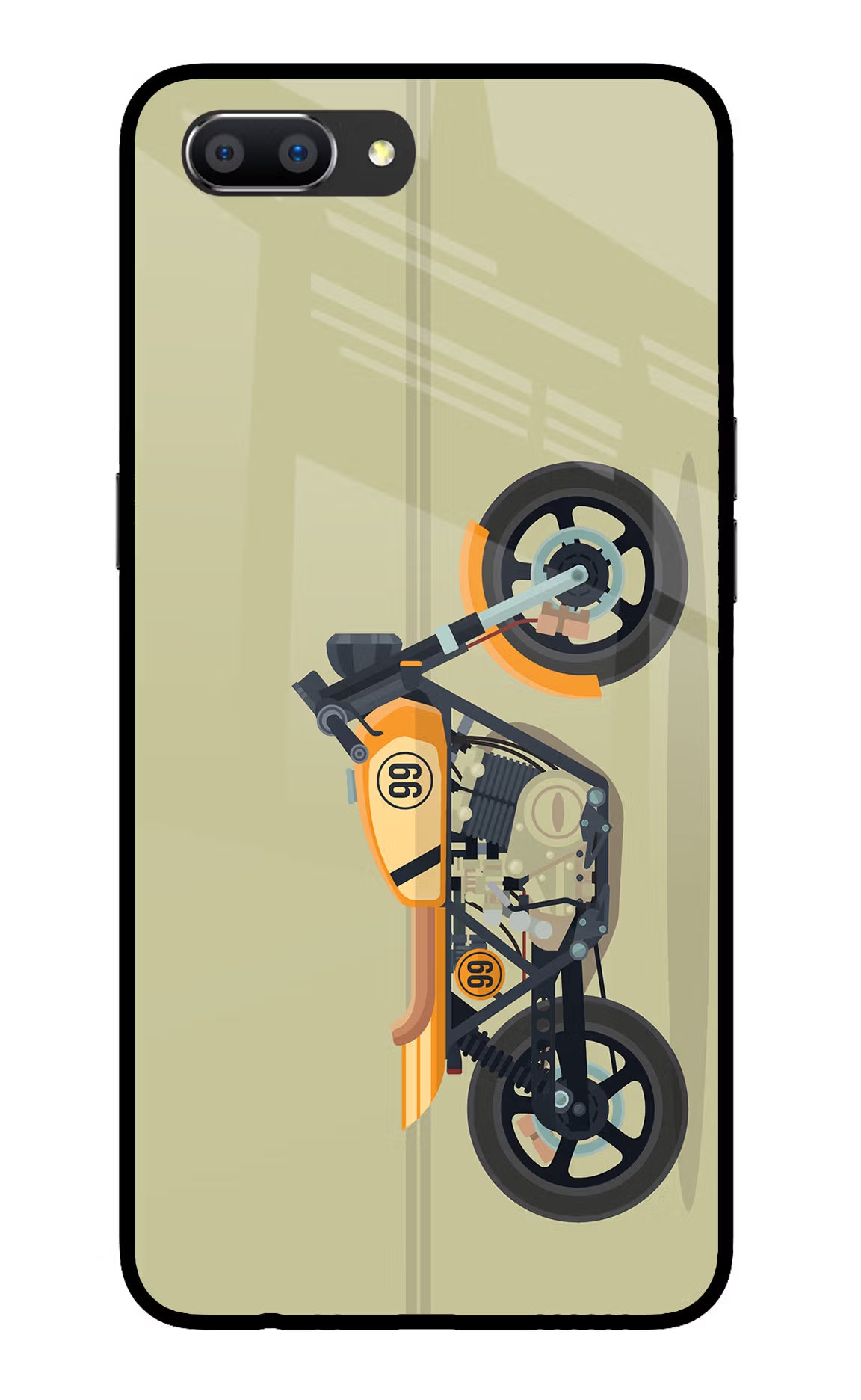 Vertical Speedster Realme C1 Glass Case Back Cover by Casekaro