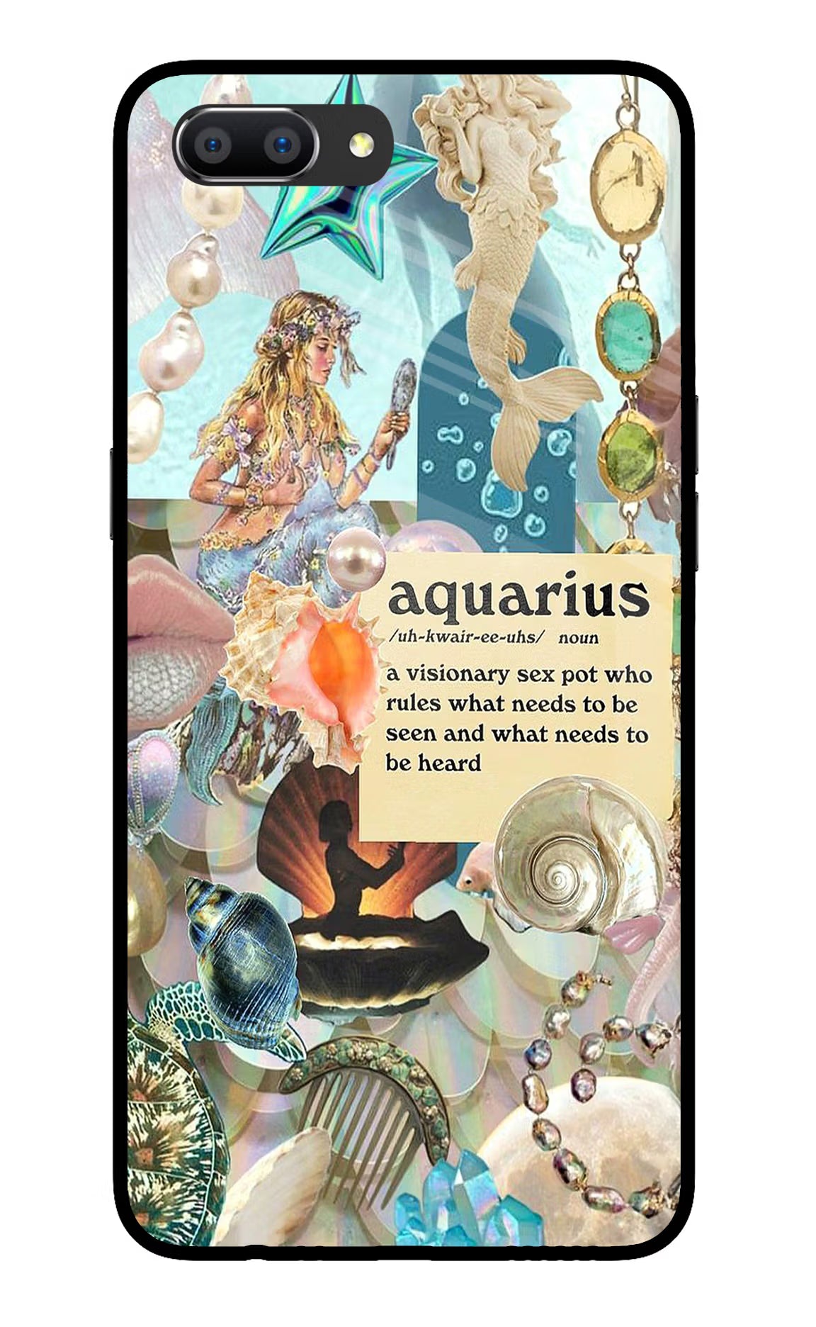 Aquarius Zodiac Realme C1 Glass Case Back Cover by Casekaro