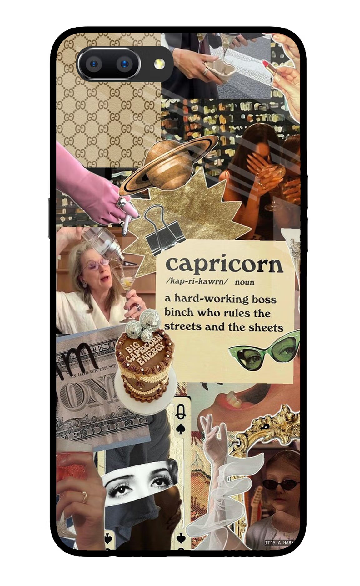 Capricorn Zodiac Realme C1 Glass Case Back Cover by Casekaro