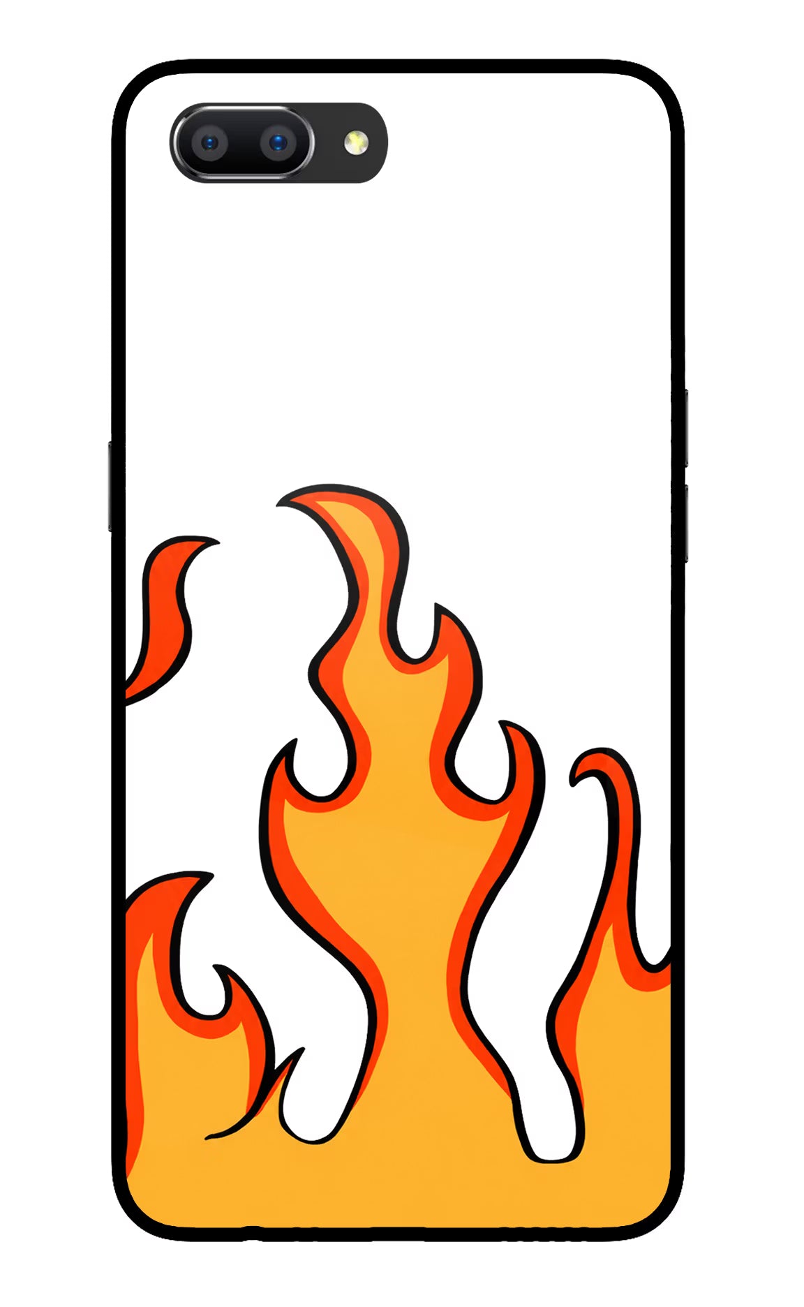 Fired Up – White Realme C1 Glass Case Back Cover by Casekaro
