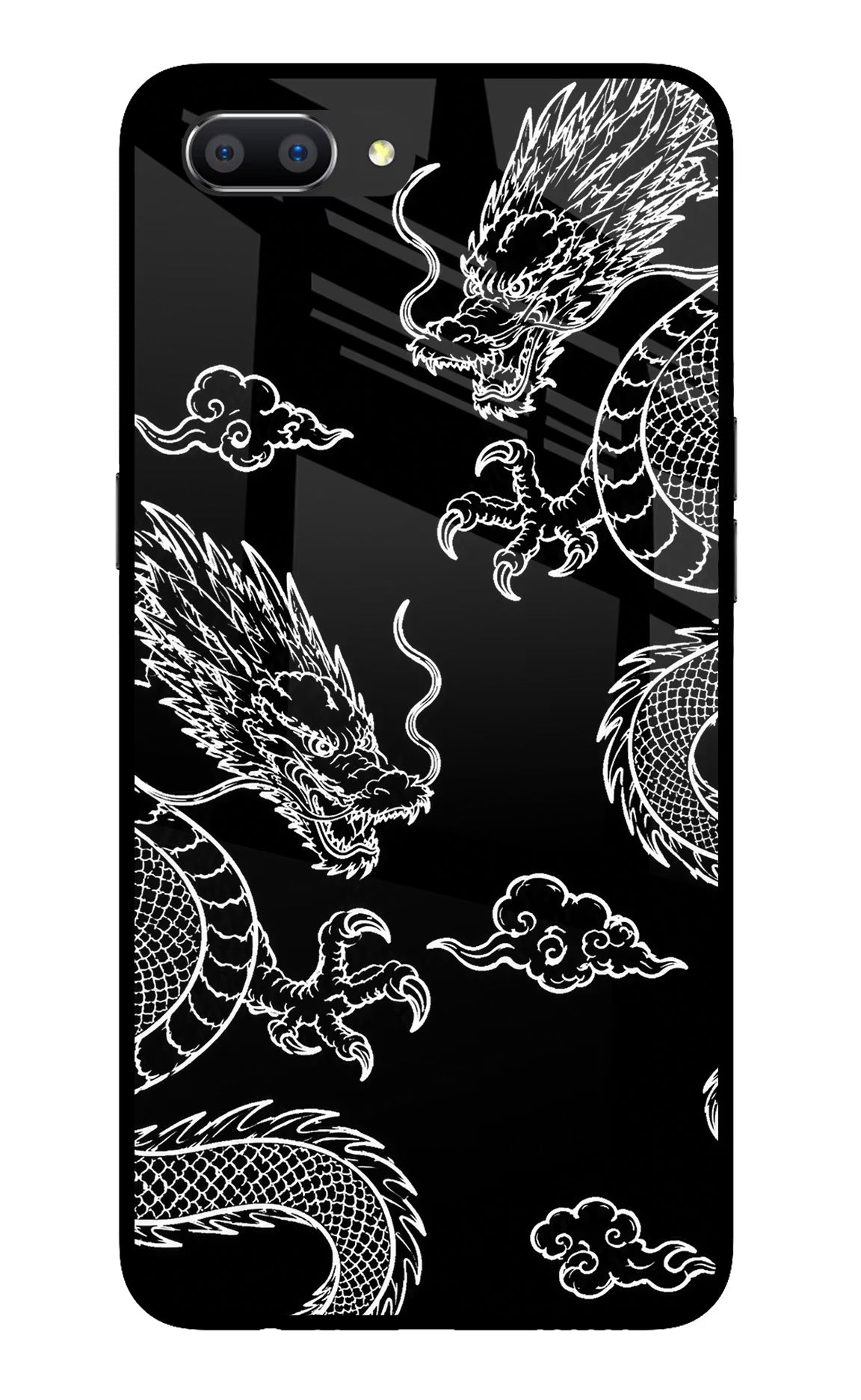 Twin Dragons Realme C1 Glass Case Back Cover by Casekaro