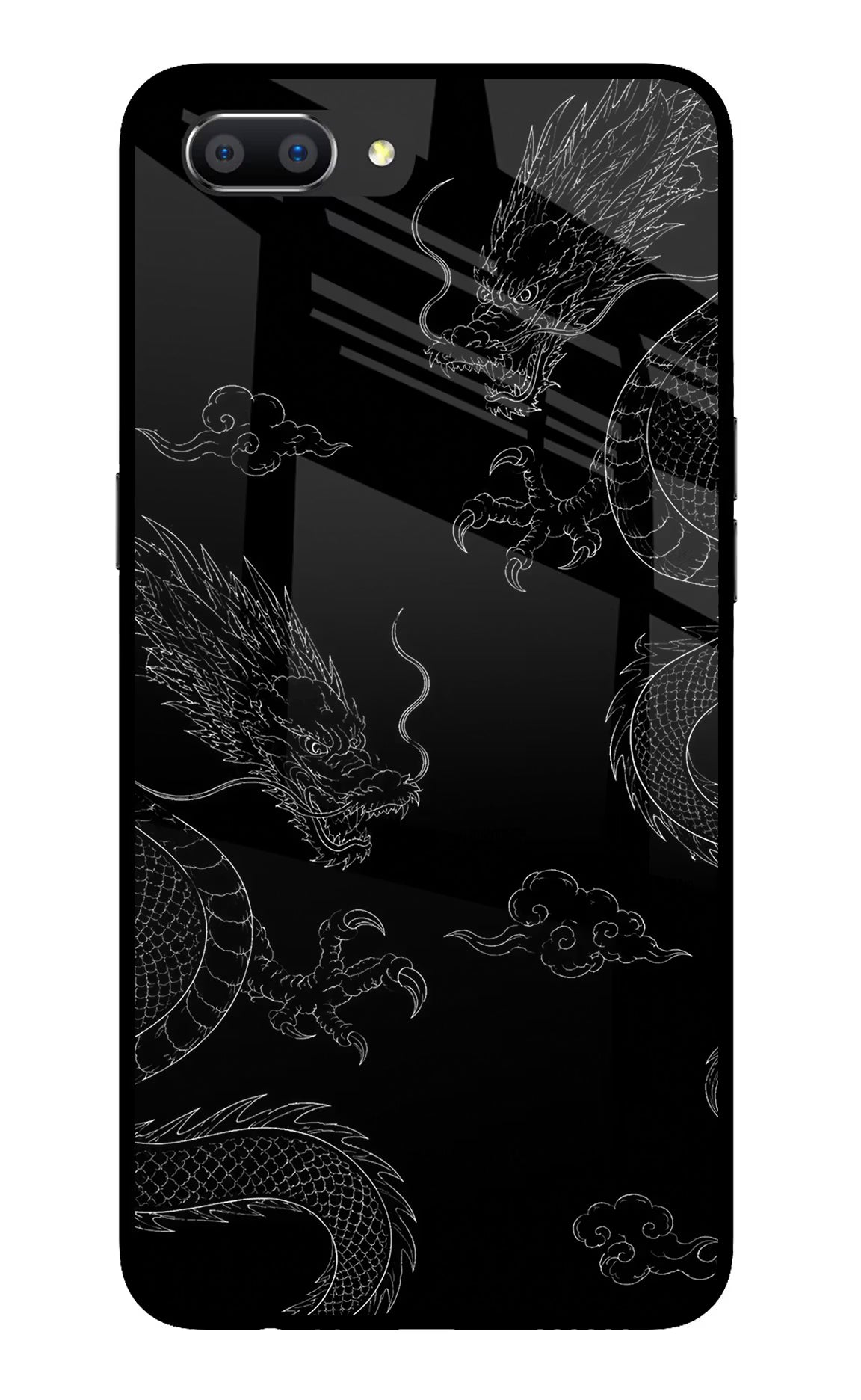 Twin Dragons Realme C1 Glass Case Back Cover by Casekaro