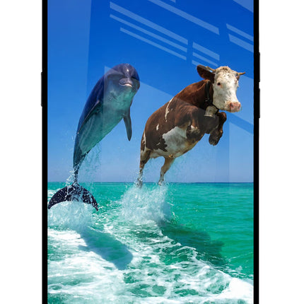 Dolphin vs Cow Realme C1 Glass Case