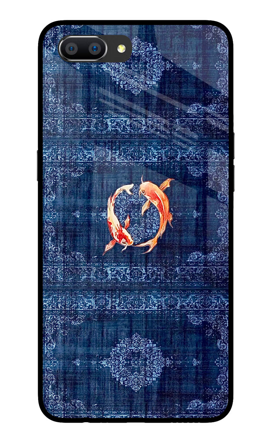 Koi Blue Realme C1 Back Cover, Glass case