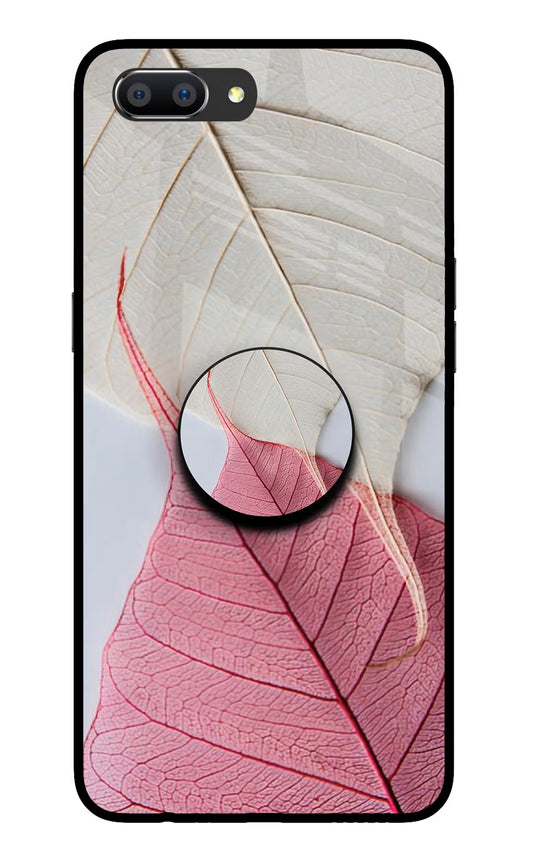 White Pink Leaf Realme C1 Pop Case by Casekaro