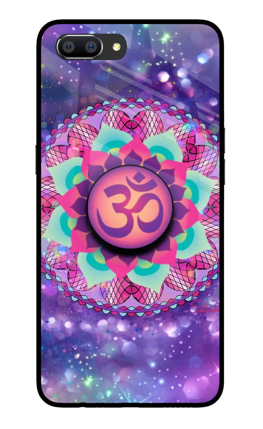 Om Purple Realme C1 Pop Case, Glass case