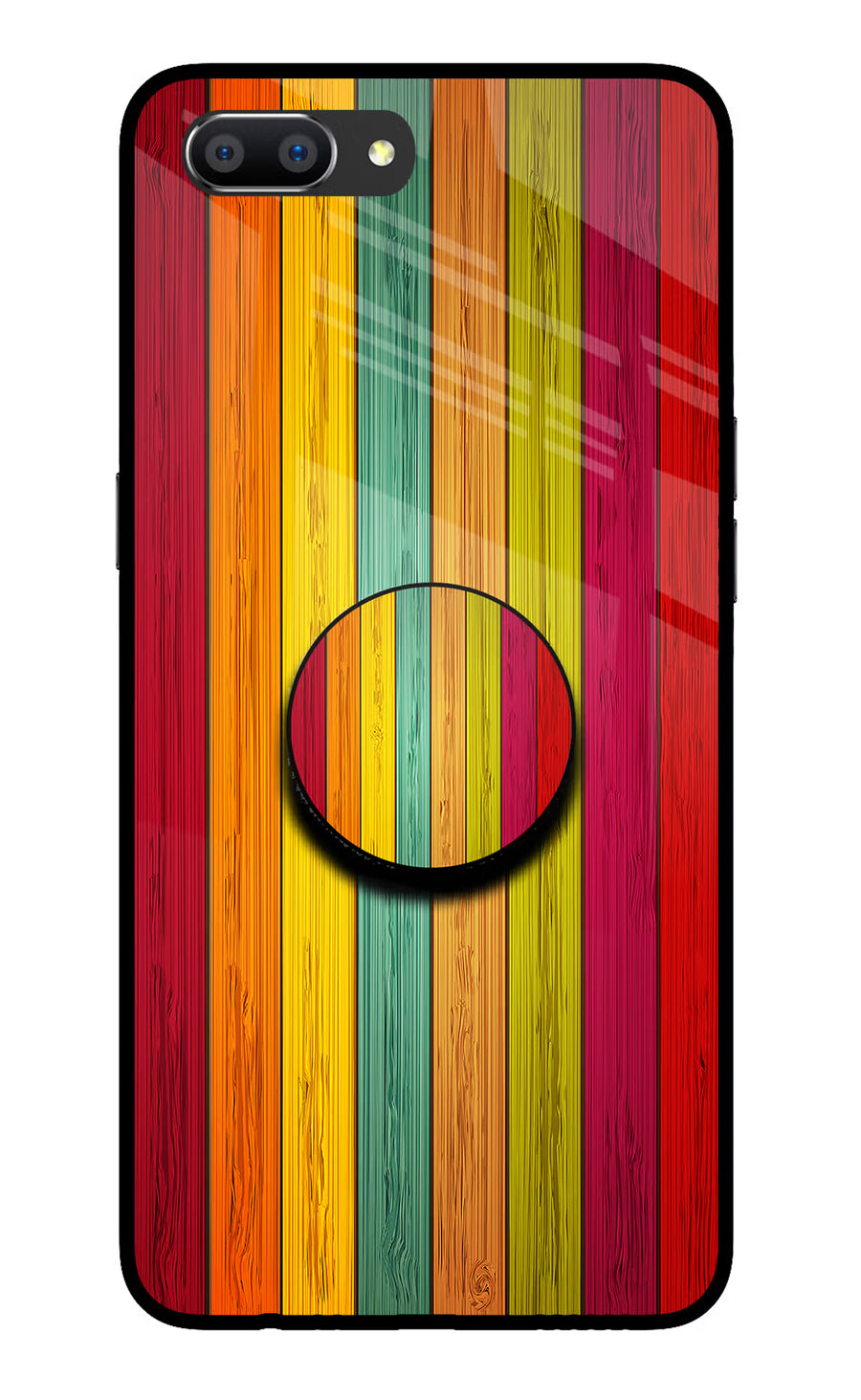 Multicolor Wooden Realme C1 Pop Case, Glass case
