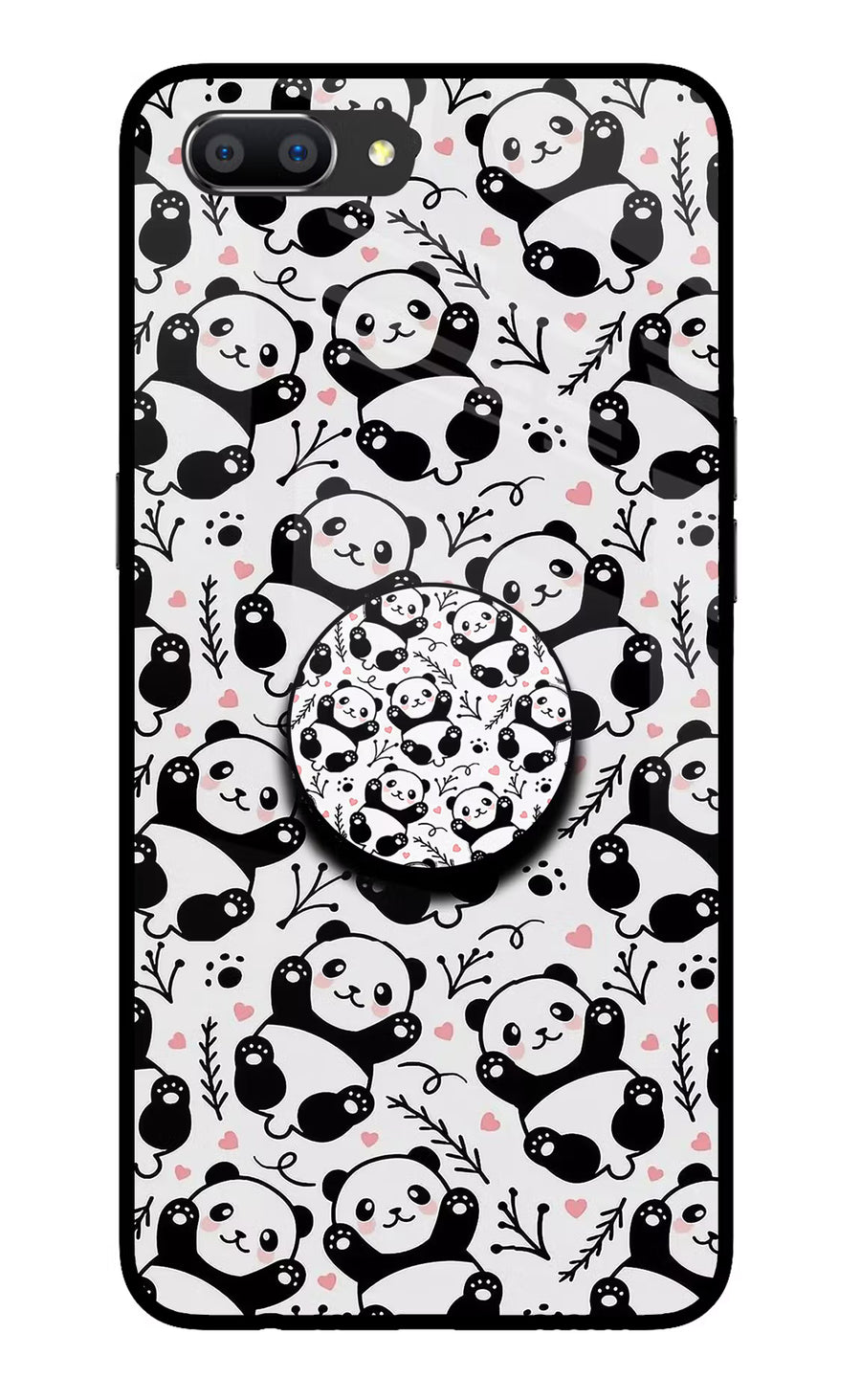Cute Panda Realme C1 Pop Case, Glass case