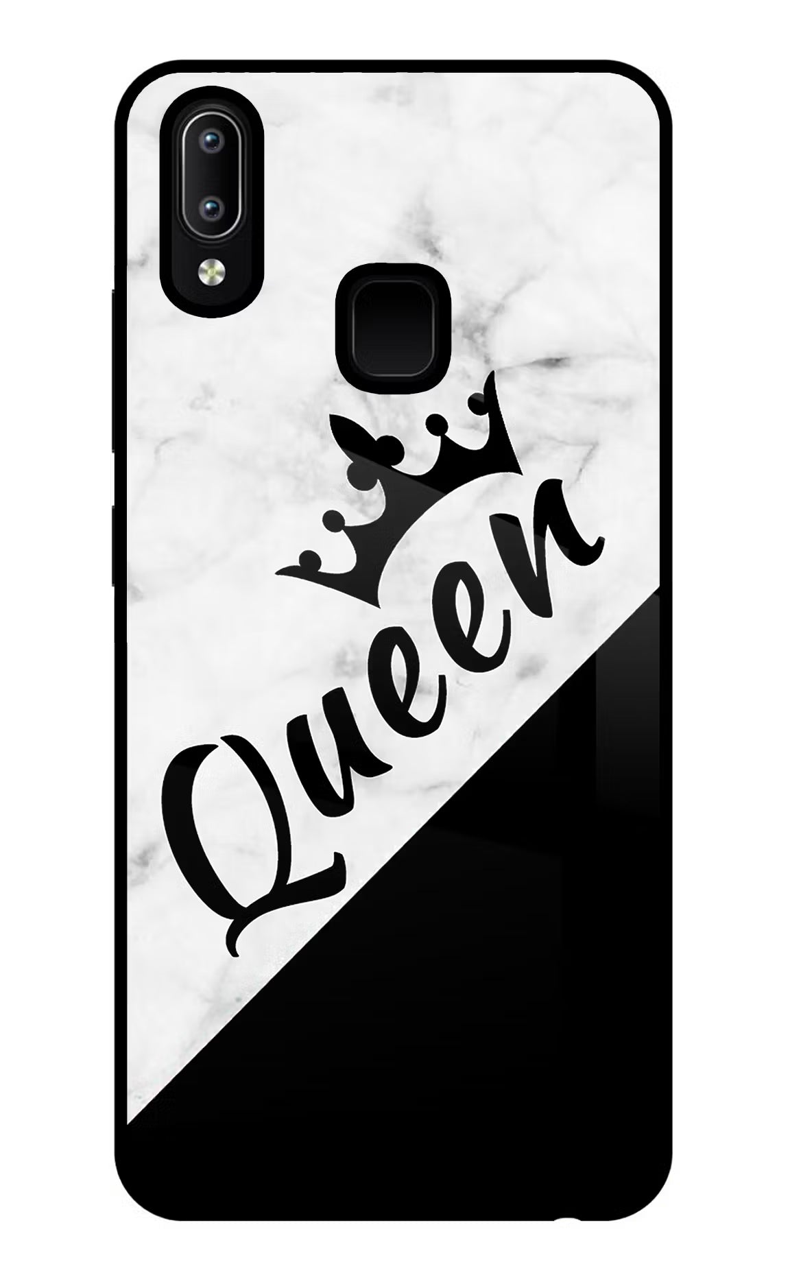 Queen Vivo Y91/Y93/Y95 Glass Case Back Cover by Casekaro