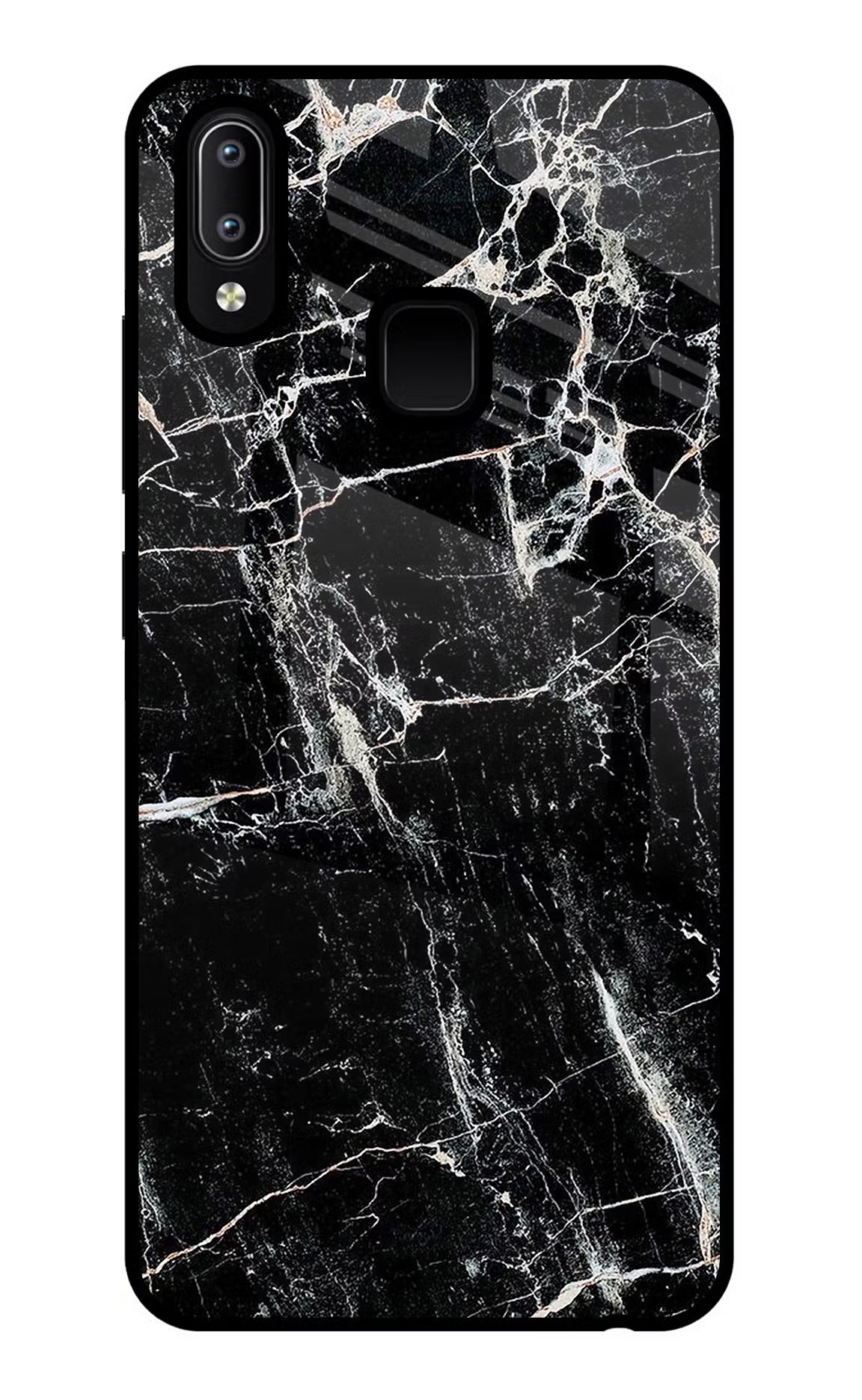 Black Marble Texture Vivo Y91/Y93/Y95 Glass Case Back Cover by Casekaro