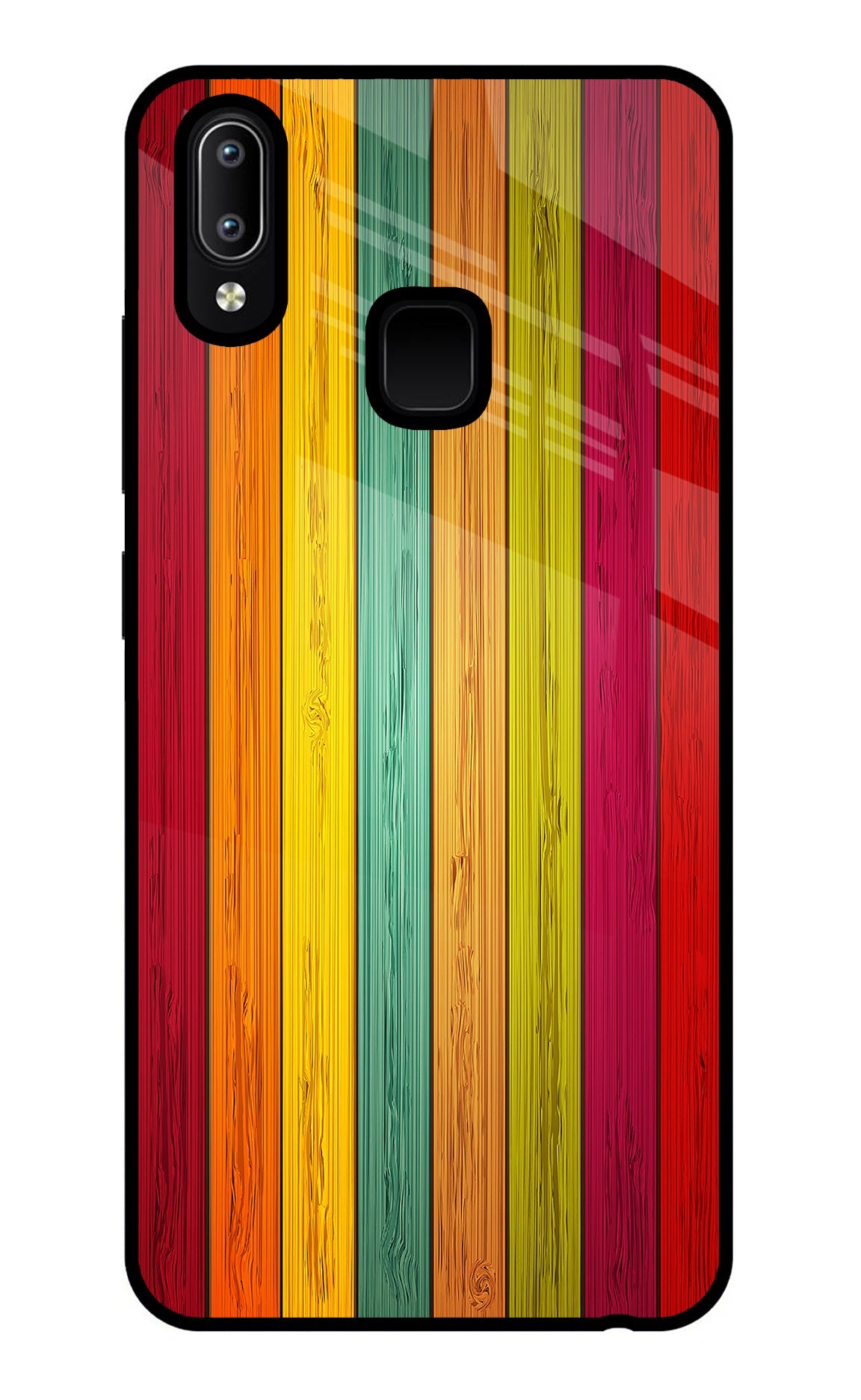 Multicolor Wooden Vivo Y91/Y93/Y95 Glass Case