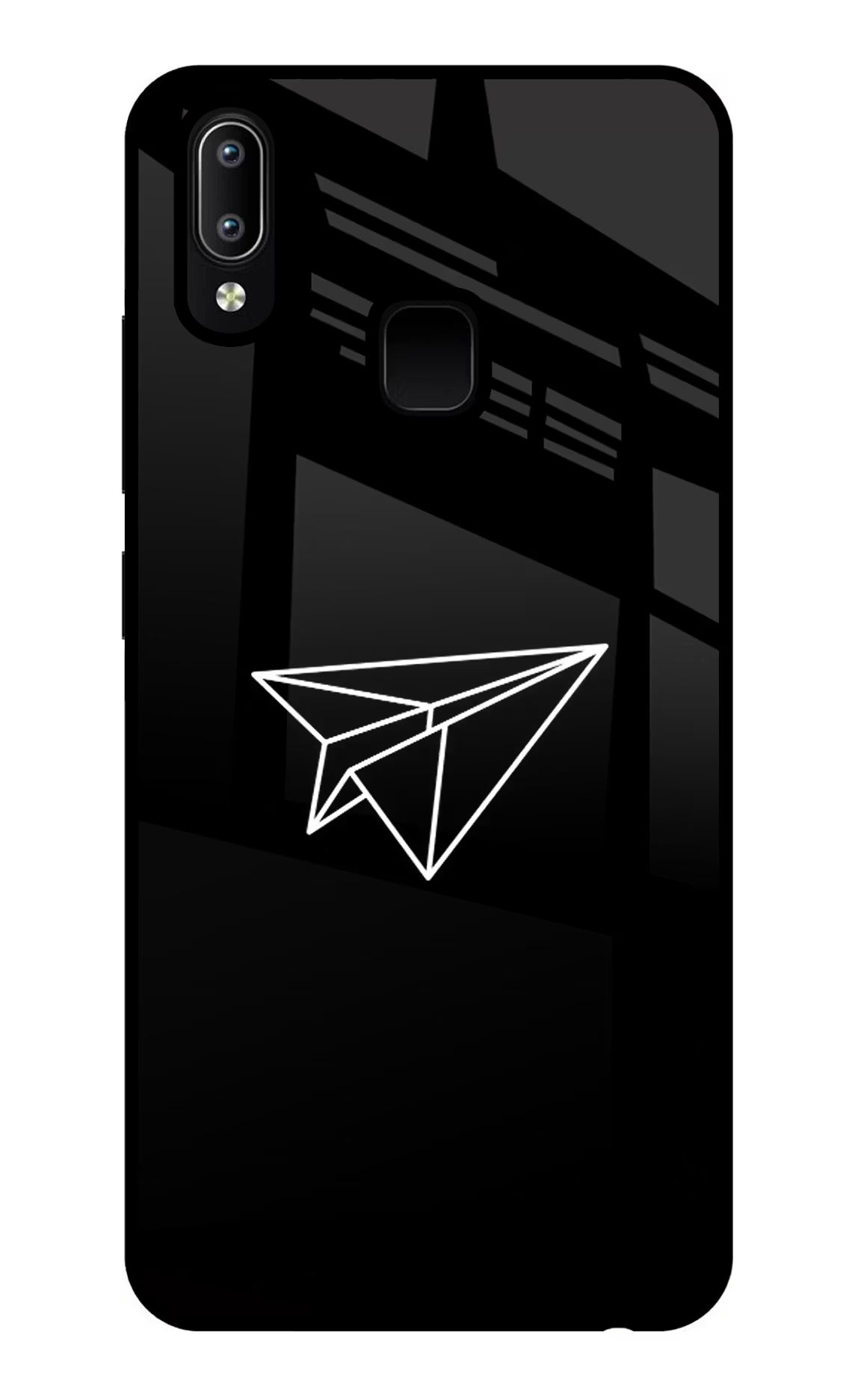 Paper Plane White Vivo Y91/Y93/Y95 Glass Case Back Cover by Casekaro