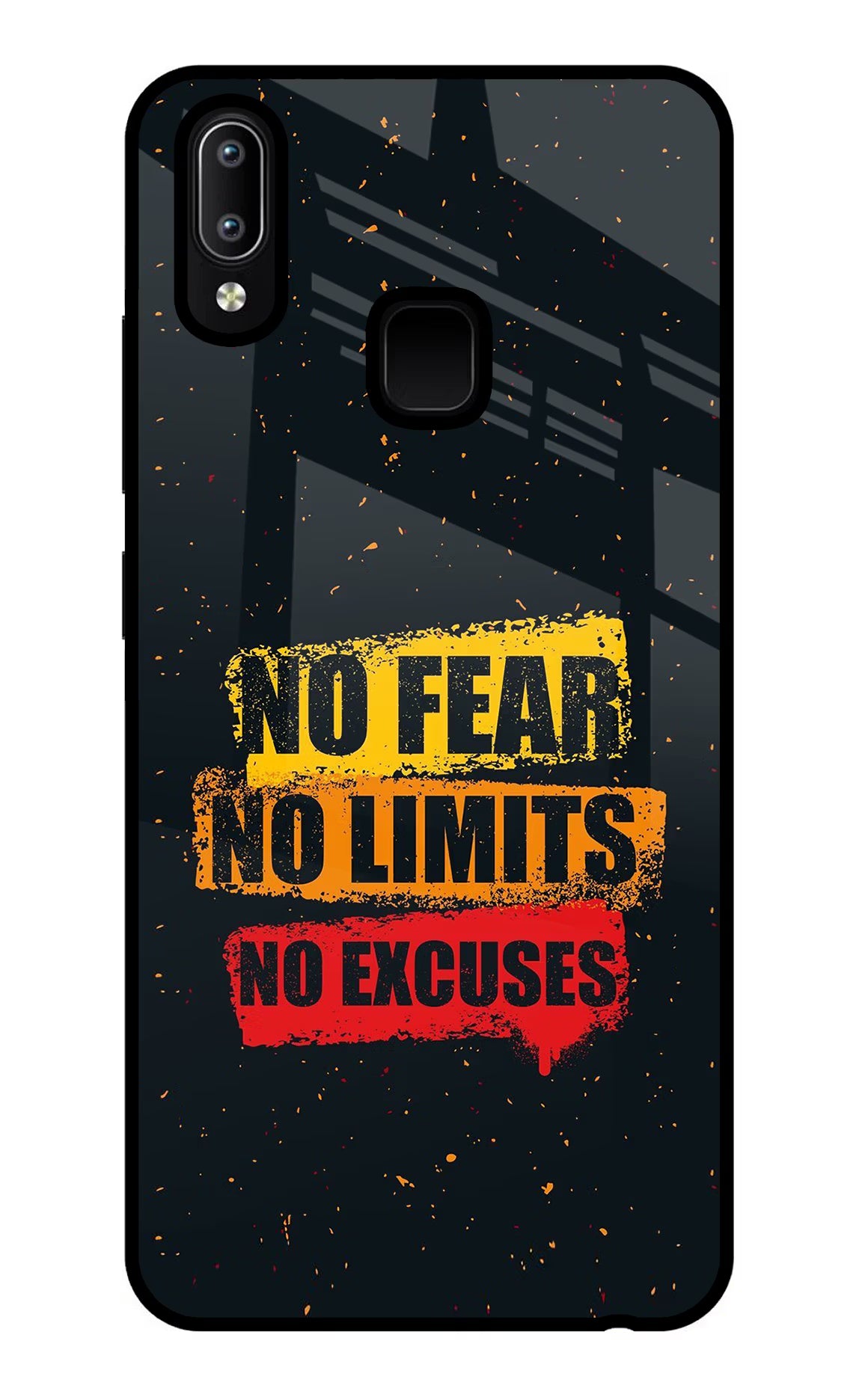 No Fear No Limits No Excuse Vivo Y91/Y93/Y95 Glass Case Back Cover by Casekaro