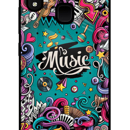 Music Graffiti Vivo Y91/Y93/Y95 Glass Case Back Cover by Casekaro