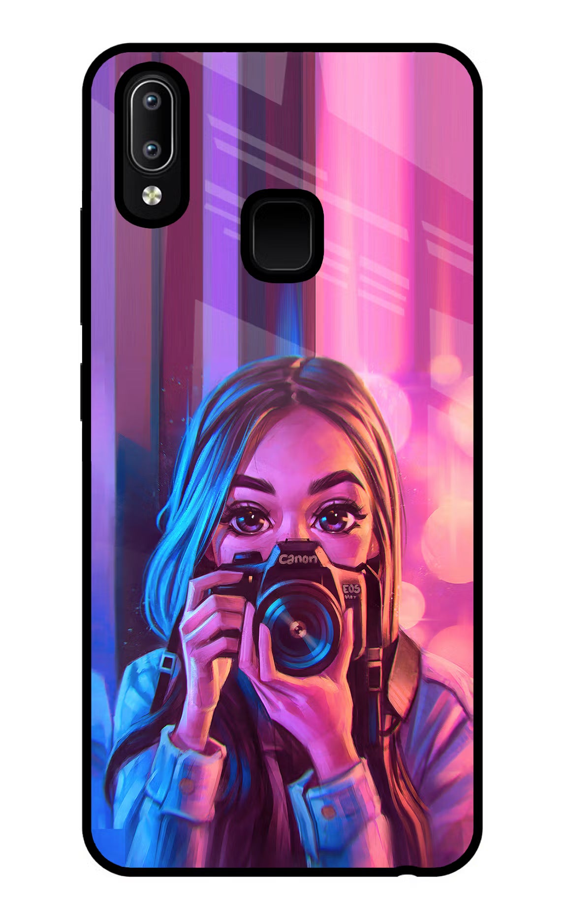 Girl Photographer Vivo Y91/Y93/Y95 Glass Case Back Cover by Casekaro
