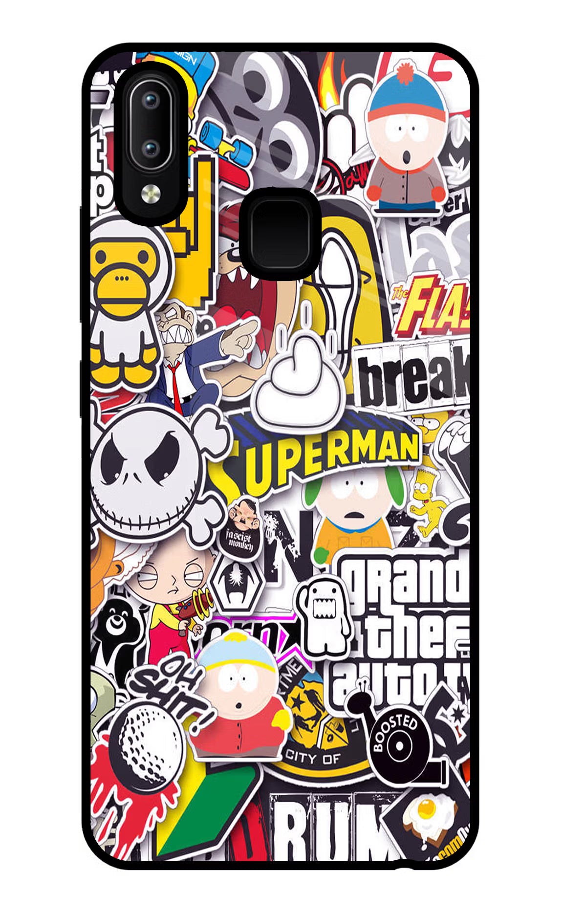 Sticker Bomb Vivo Y91/Y93/Y95 Glass Case Back Cover by Casekaro