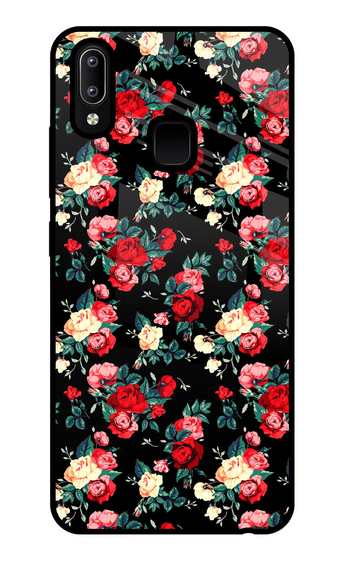 Rose Pattern Vivo Y91/Y93/Y95 Glass Case Back Cover by Casekaro