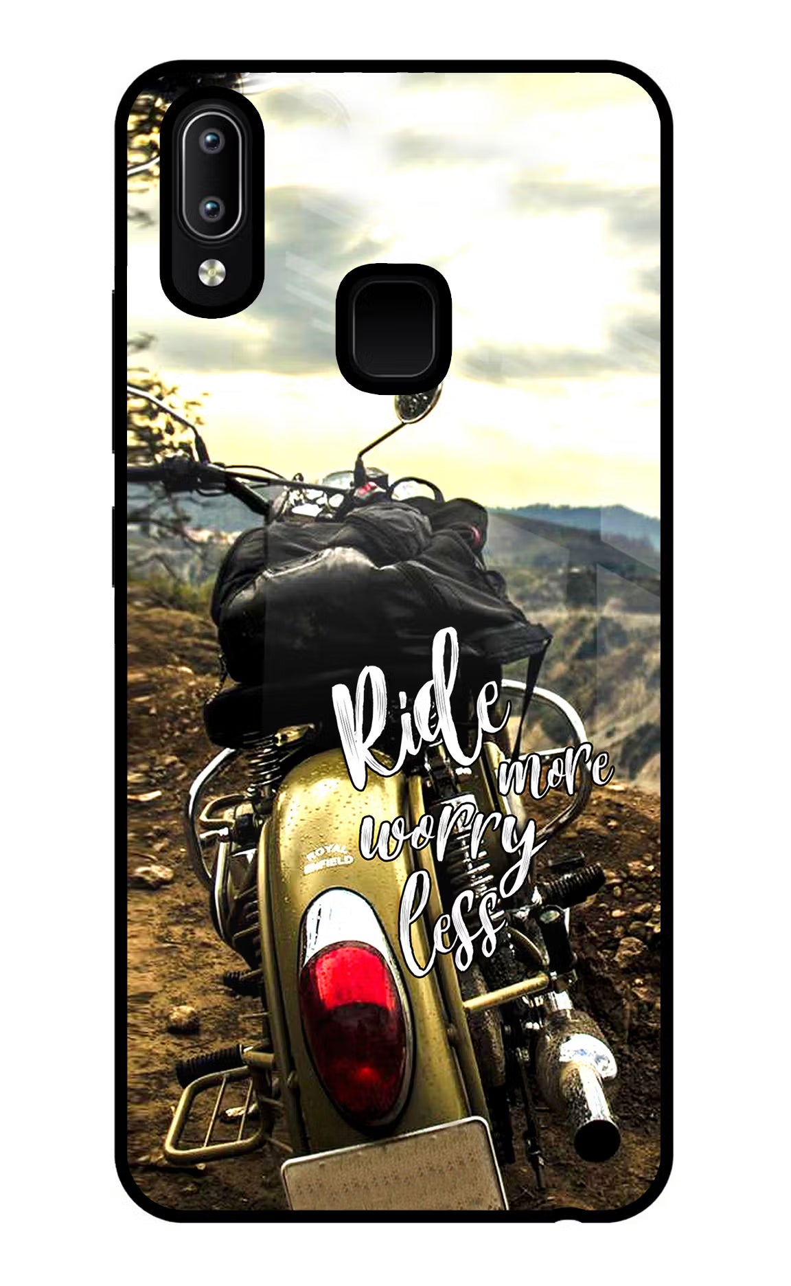 Ride More Worry Less Vivo Y91/Y93/Y95 Glass Case Back Cover by Casekaro