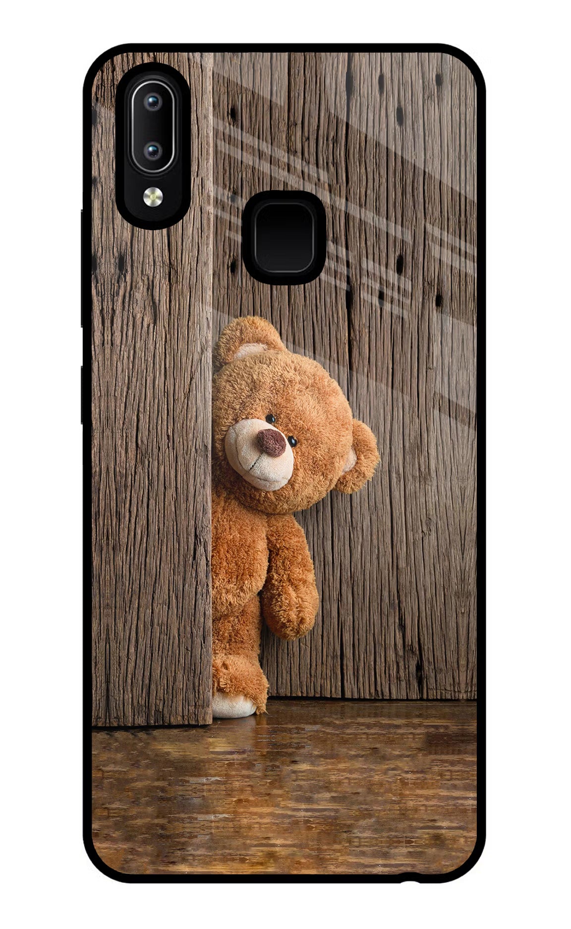 Teddy Wooden Vivo Y91/Y93/Y95 Glass Case Back Cover by Casekaro