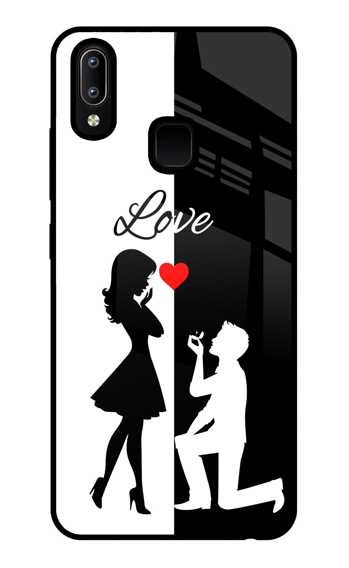 Love Propose Black And White Vivo Y91/Y93/Y95 Glass Case