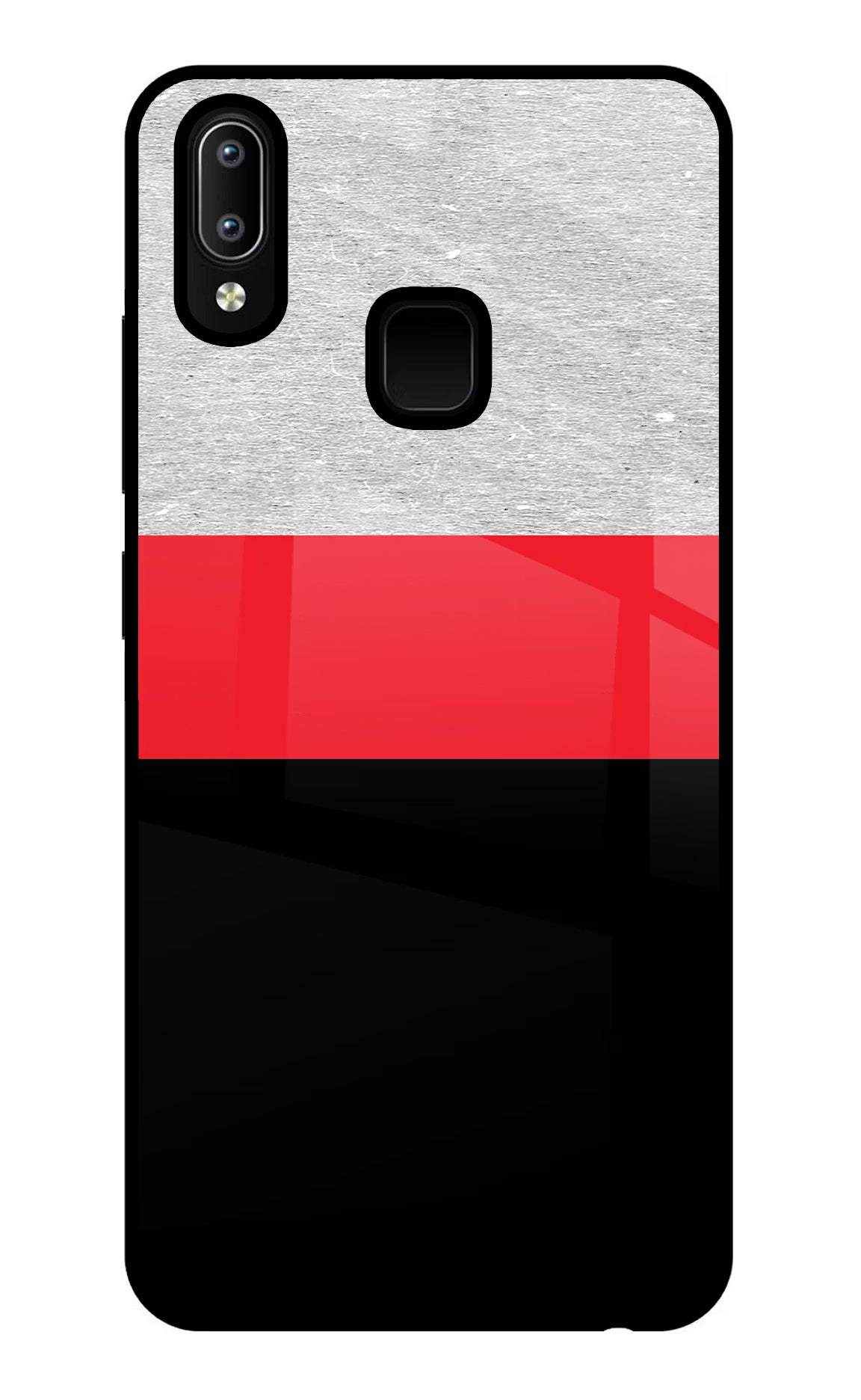 Tri Color Pattern Vivo Y91/Y93/Y95 Glass Case Back Cover by Casekaro