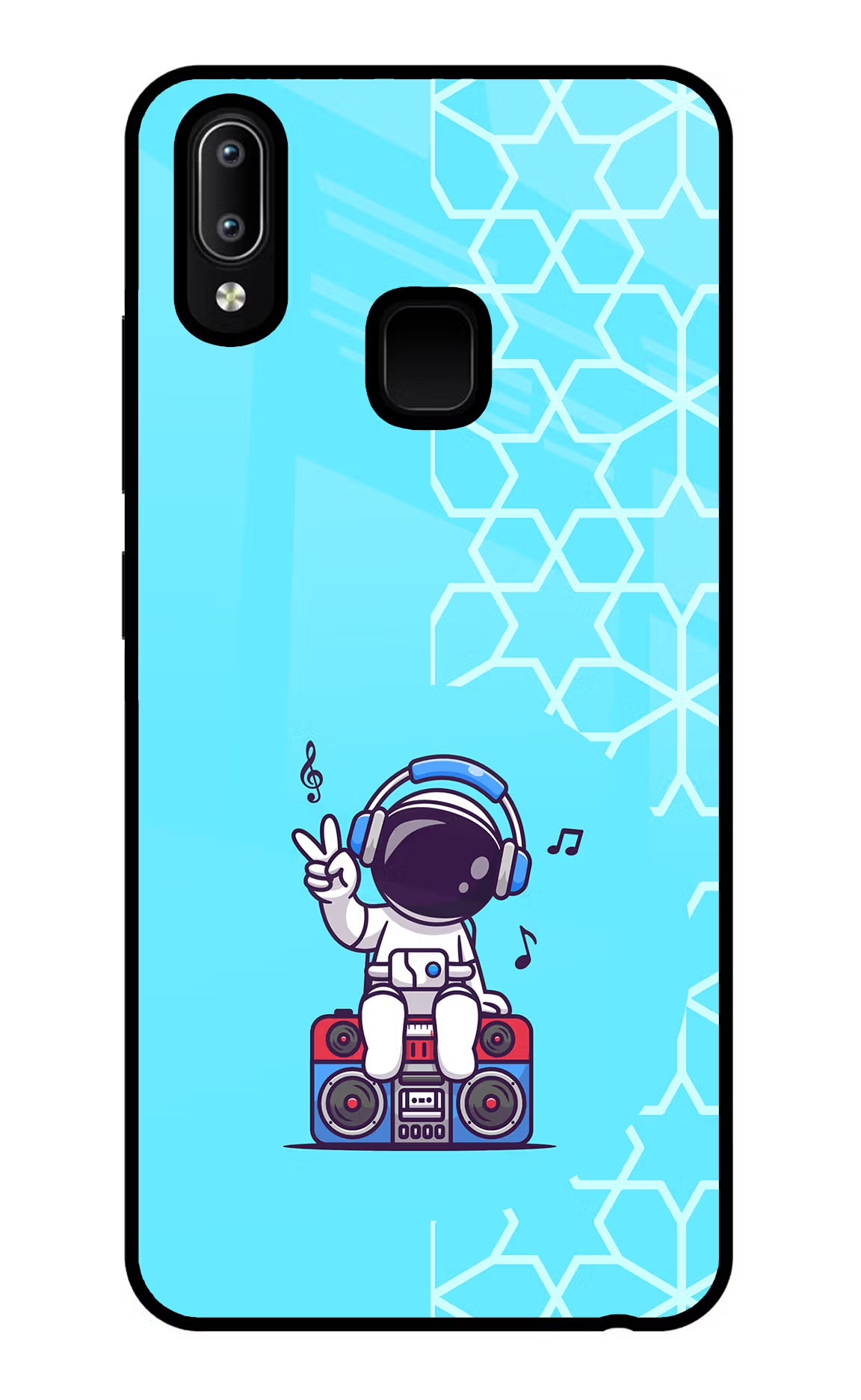 Cute Astronaut Chilling Vivo Y91/Y93/Y95 Glass Case Back Cover by Casekaro